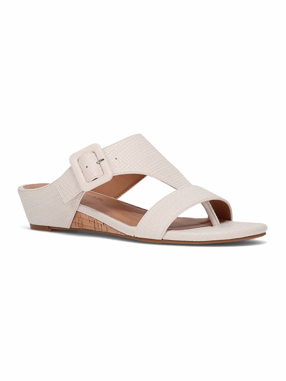 Kim Rogers Ivory Textured Slingback Wedge Sandal